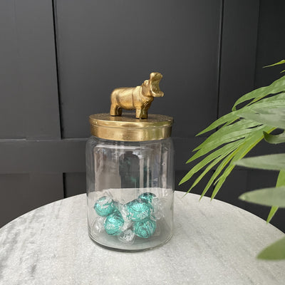 Gold rhino storage jar