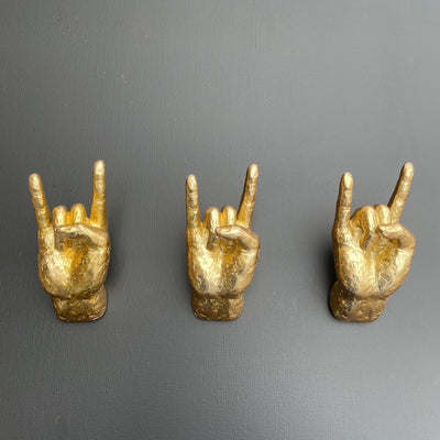 Gold rock hand wall hooks