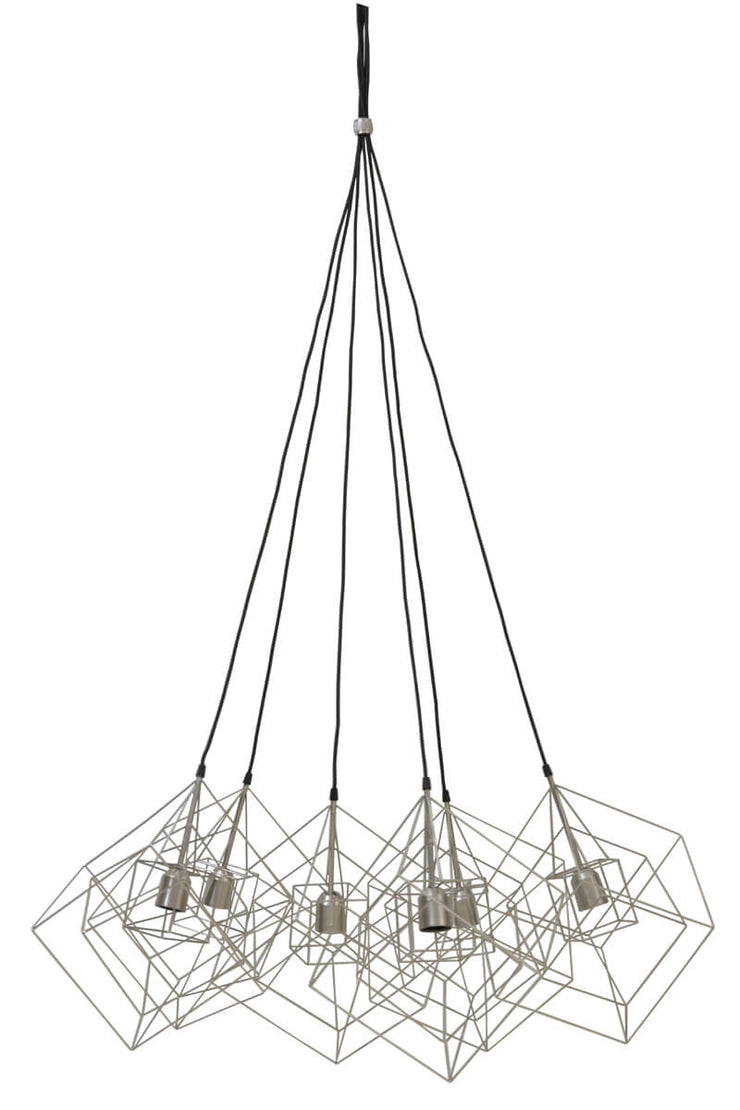 Silver 6 light geometric cue design ceiling pendant light