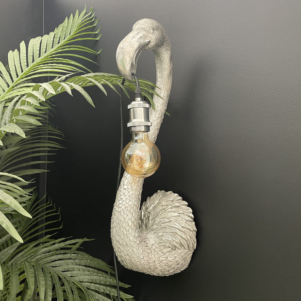 Silver Flamingo Wall Lamp