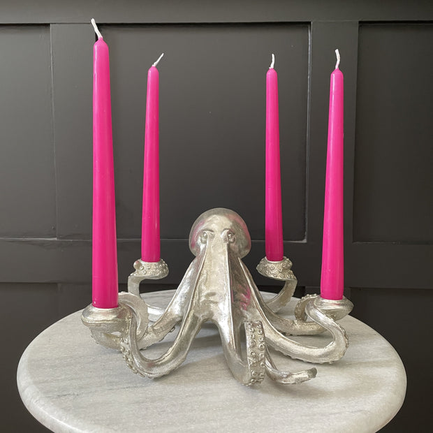 Silver octopus candlestick holder with 4 candles