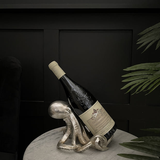 Silver octopus wine bottle holder