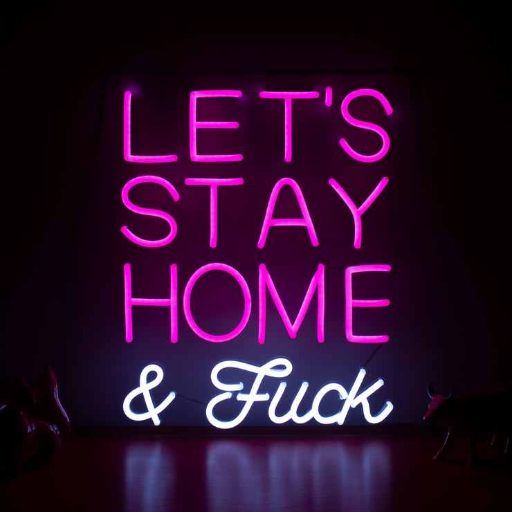 Lets stay home & fuck pink neon wall art