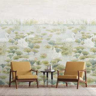 Swan Wallpaper Mural Green