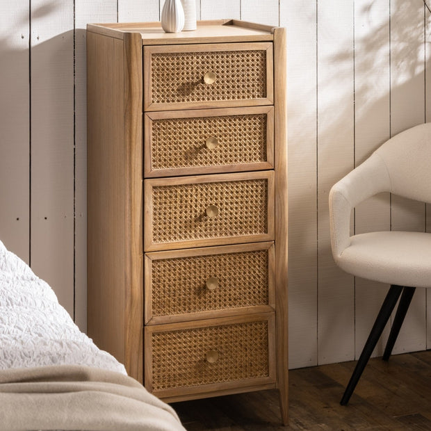 Tall Rattan Chest of Drawers