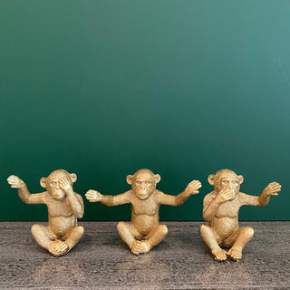 See no evil, hear no evil, speak no evil gold monkey ornaments