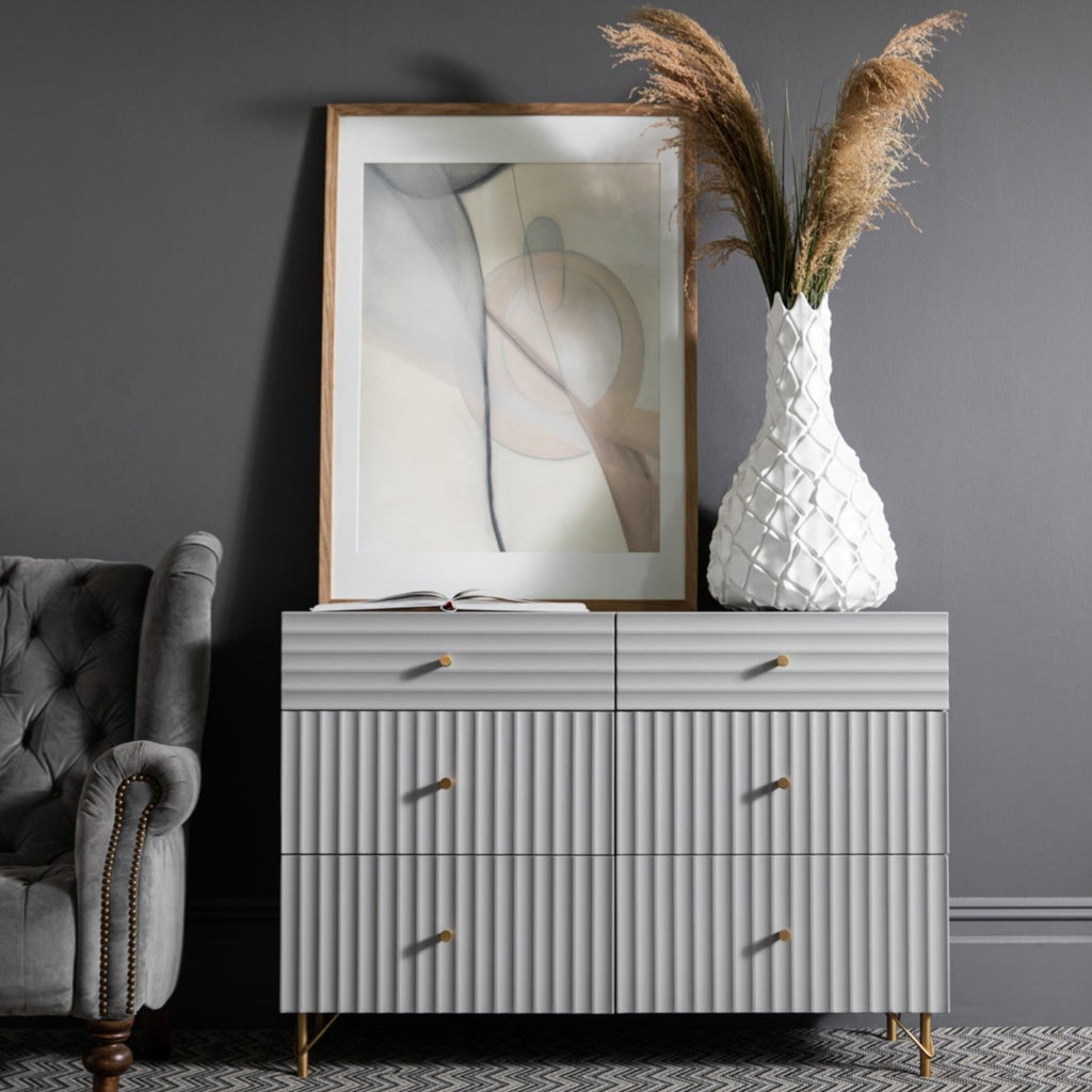 Wide Grey Chest of Drawers - Limited Abode