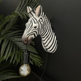 Black & white zebra head wall light